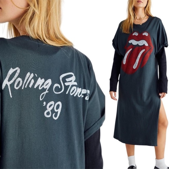 DayDreamer X Free People Rolling Stones 89 Rolled Sleeve Maxi Top Dress NEW - Picture 4 of 12